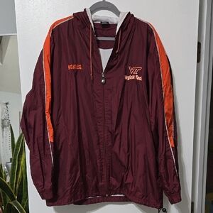 Virginia Tech Hokies Maroon and Orange Windbreaker size Large